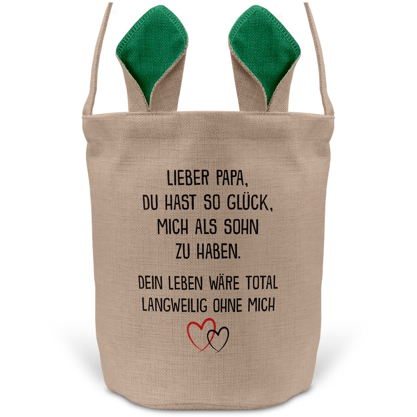 22Feels® Papa Osterkorb von Sohn Vater mit Henkel Ostergeschenk Tragetasche Ostern Deko Osternest Körbchen Hasenohren (Beige/Grün)-Ostern Tragetasche-22Feels