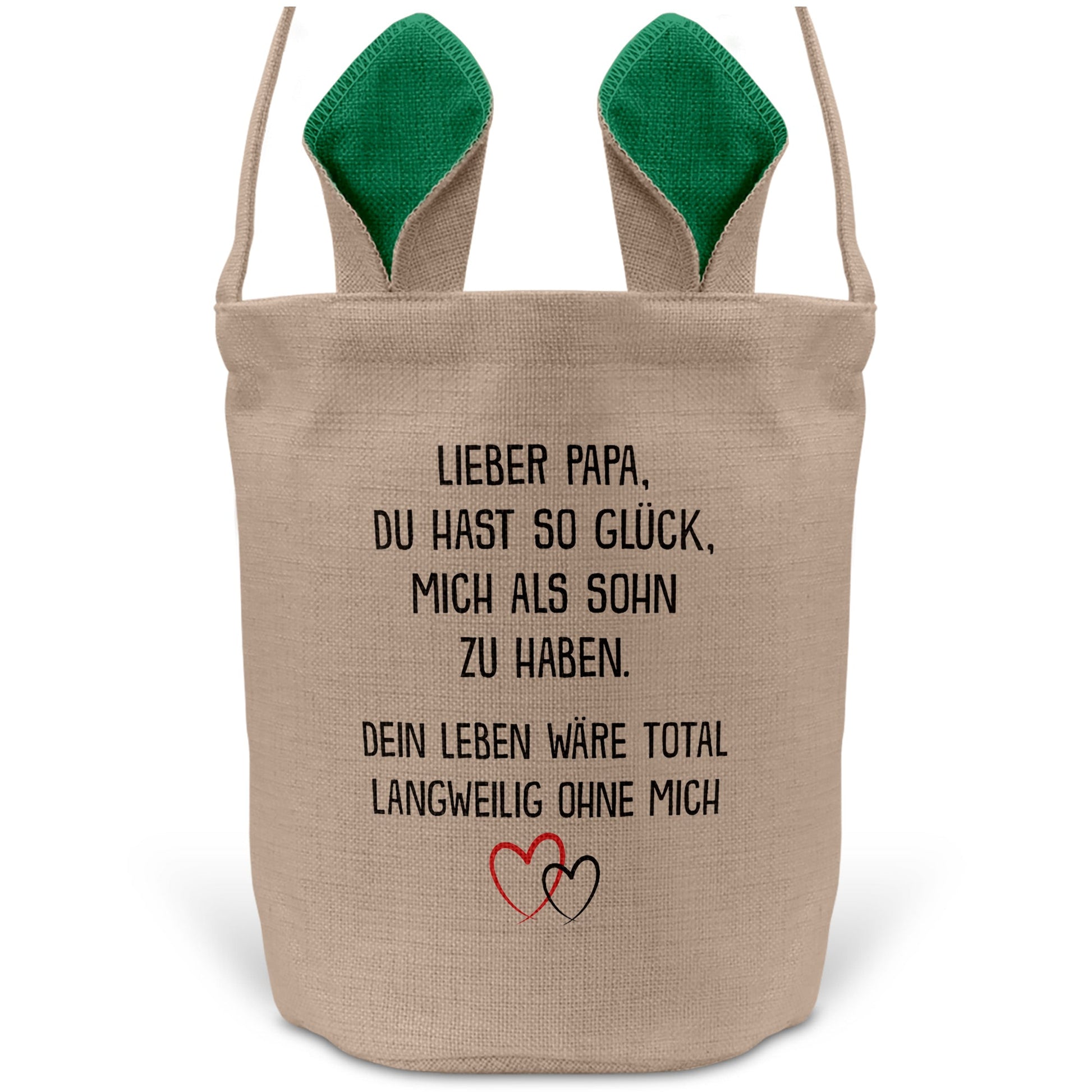 22Feels® Papa Osterkorb von Sohn Vater mit Henkel Ostergeschenk Tragetasche Ostern Deko Osternest Körbchen Hasenohren (Beige/Grün)-Ostern Tragetasche-22Feels