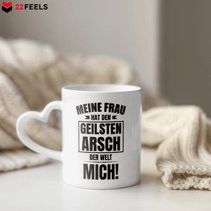 22Feels® Ehemann Geschenk zum Hochzeitstag, Valentinstag etc. - Tasse mit Spruch (Herzhenkel, Weiss, 320ml)-Tasse Weiss Herzhenkel 320ml-22Feels