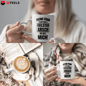 22Feels® Ehemann Geschenk zum Hochzeitstag, Valentinstag etc. - Tasse mit Spruch (Herzhenkel, Weiss, 320ml)-Tasse Weiss Herzhenkel 320ml-22Feels