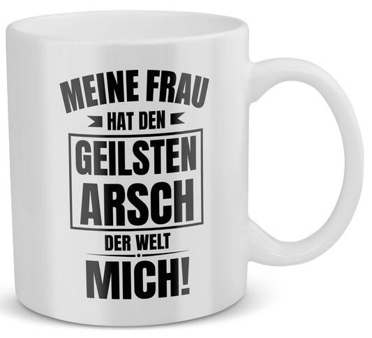 22Feels® Geschenk für Ehemänner- Tasse mit Spruch: Geilster Arsch (Weiss, 320ml)-Weisse Tasse 320ml-22Feels
