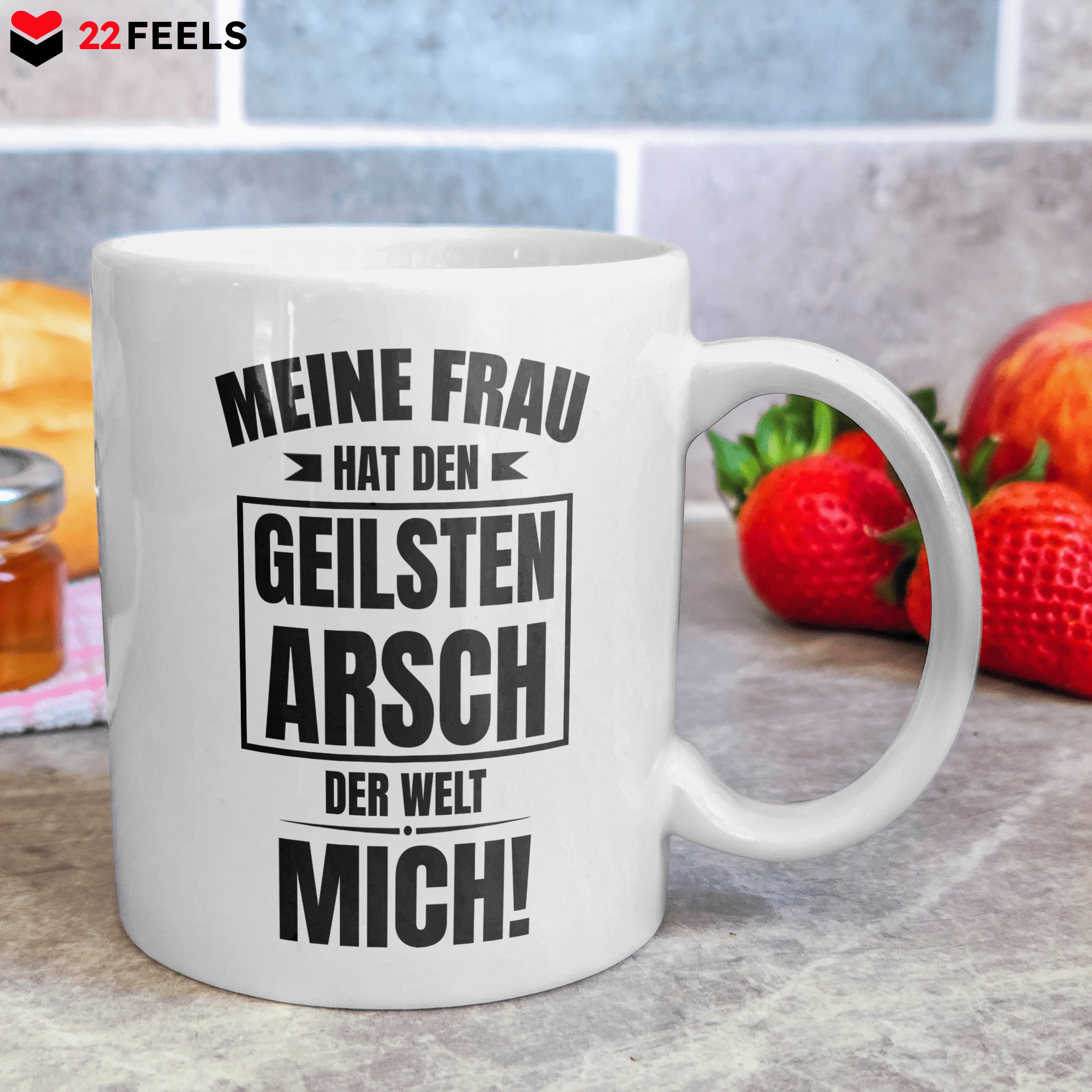 22Feels® Geschenk für Ehemänner- Tasse mit Spruch: Geilster Arsch (Weiss, 320ml)-Weisse Tasse 320ml-22Feels