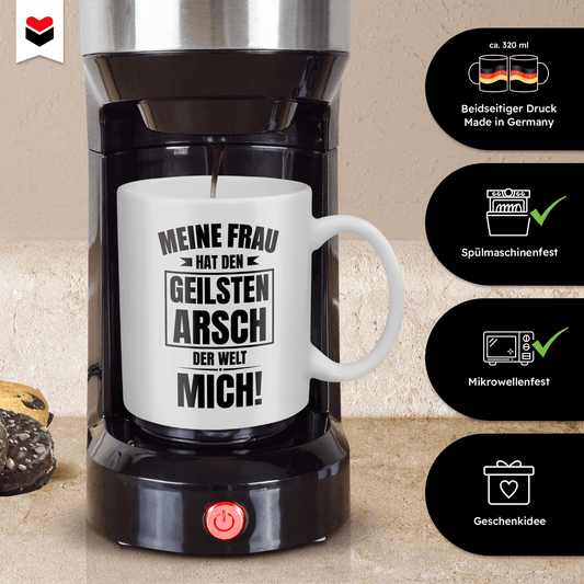 22Feels® Geschenk für Ehemänner- Tasse mit Spruch: Geilster Arsch (Weiss, 320ml)-Weisse Tasse 320ml-22Feels