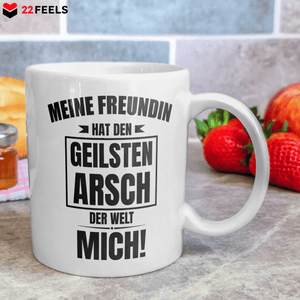 22Feels® Geschenk für Freunde - Tasse mit Spruch: Geilster Arsch (Weiss, 320ml)-Weisse Tasse 320ml-22Feels