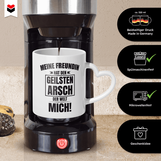 22Feels® Freund Geschenk zum Jahrestag, Valentinstag etc. - Tasse mit Spruch (Herzhenkel, Weiss, 320ml)-Tasse Weiss Herzhenkel 320ml-22Feels