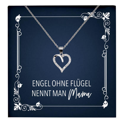 22Feels® Mama Geschenk zum Muttertag, Geburtstag und co. - Echt Silber 925/000 Schmuckset: Herz Halskette mit Botschaftskarte-Schmuck mit Botschaftskarte - Herz21-22Feels