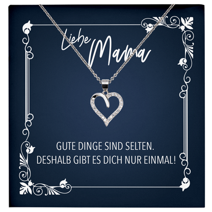 22Feels® Liebe Mama Geschenk zum Muttertag, Geburtstag und co. - Echt Silber 925/000 Schmuckset: Herz Halskette mit Botschaftskarte-Schmuck mit Botschaftskarte - Herz21-22Feels