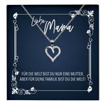 22Feels® Liebe Mama Geschenk zum Muttertag, Geburtstag und co. - Echt Silber 925/000 Schmuckset: Herz Halskette mit Botschaftskarte-Schmuck mit Botschaftskarte - Herz21-22Feels