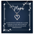 22Feels® Mama Geschenk zum Muttertag, Geburtstag und co. - Echt Silber 925/000 Schmuckset: Herz Halskette mit Botschaftskarte-Schmuck mit Botschaftskarte - Herz21-22Feels