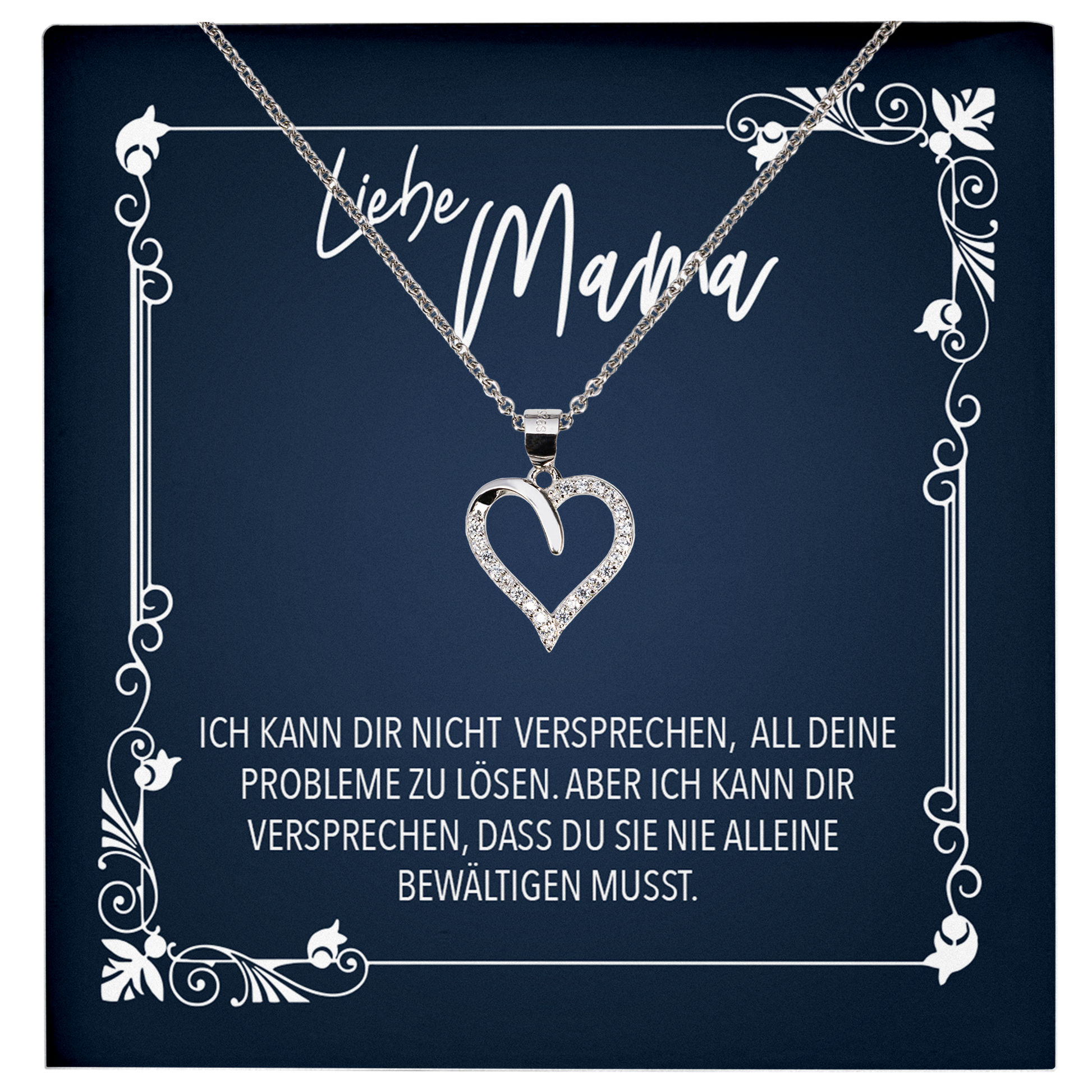 22Feels® Mama Geschenk zum Muttertag, Geburtstag und co. - Echt Silber 925/000 Schmuckset: Herz Halskette mit Botschaftskarte-Schmuck mit Botschaftskarte - Herz21-22Feels