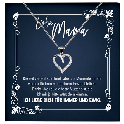 22Feels® Liebe Mama Geschenk zum Muttertag, Geburtstag und co. - Echt Silber 925/000 Schmuckset: Herz Halskette mit Botschaftskarte-Schmuck mit Botschaftskarte - Herz21-22Feels