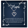 22Feels® Mama Geschenk zum Muttertag, Geburtstag und co. - Echt Silber 925/000 Schmuckset: Herz Halskette mit Botschaftskarte-Schmuck mit Botschaftskarte - Herz21-22Feels