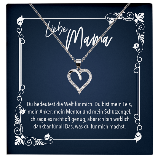 22Feels® Mama Geschenk zum Muttertag, Geburtstag und co. - Echt Silber 925/000 Schmuckset: Herz Halskette mit Botschaftskarte-Schmuck mit Botschaftskarte - Herz21-22Feels