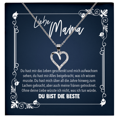 22Feels® Mama Geschenk zum Muttertag, Geburtstag und co. - Echt Silber 925/000 Schmuckset: Herz Halskette mit Botschaftskarte-Schmuck mit Botschaftskarte - Herz21-22Feels