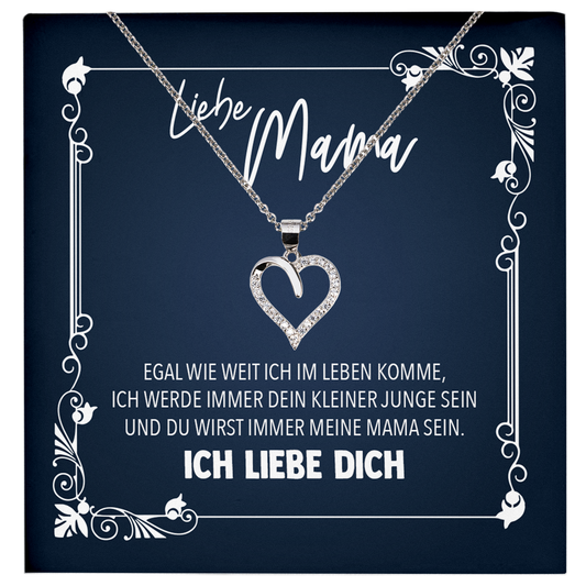 22Feels® Liebe Mama Geschenk vom Sohn - Echt Silber 925/000 Schmuckset: Herz Halskette mit Botschaftskarte-Schmuck mit Botschaftskarte - Herz21-22Feels