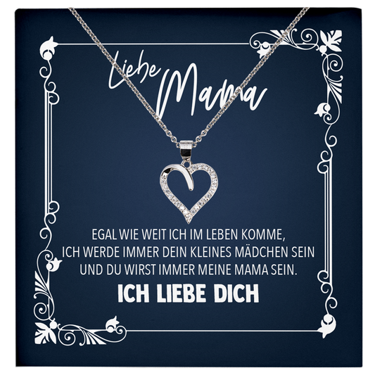 22Feels® Liebe Mama Geschenk von der Tochter - Echt Silber 925/000 Schmuckset: Herz Halskette mit Botschaftskarte-Schmuck mit Botschaftskarte - Herz21-22Feels