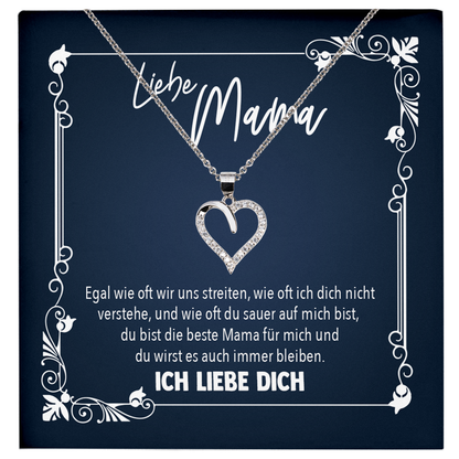 22Feels® Liebe Mama Geschenk von der Tochter - Echt Silber 925/000 Schmuckset: Herz Halskette mit Botschaftskarte-Schmuck mit Botschaftskarte - Herz21-22Feels