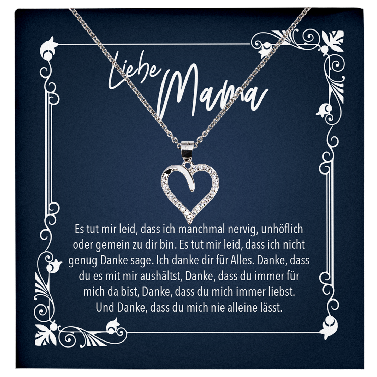 22Feels® Liebe Mama Geschenk zum Muttertag, Geburtstag und co. - Echt Silber 925/000 Schmuckset: Herz Halskette mit Botschaftskarte-Schmuck mit Botschaftskarte - Herz21-22Feels