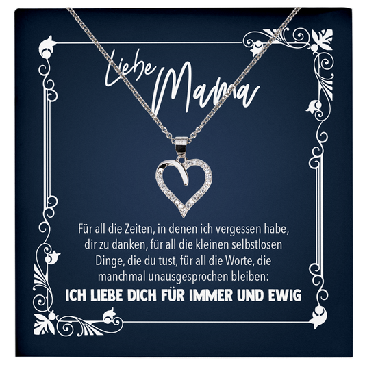 22Feels® Mama Geschenk zum Muttertag, Geburtstag und co. - Echt Silber 925/000 Schmuckset: Herz Halskette mit Botschaftskarte-Schmuck mit Botschaftskarte - Herz21-22Feels