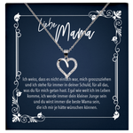 22Feels® Liebe Mama Geschenk vom Sohn - Echt Silber 925/000 Schmuckset: Herz Halskette mit Botschaftskarte-Schmuck mit Botschaftskarte - Herz21-22Feels