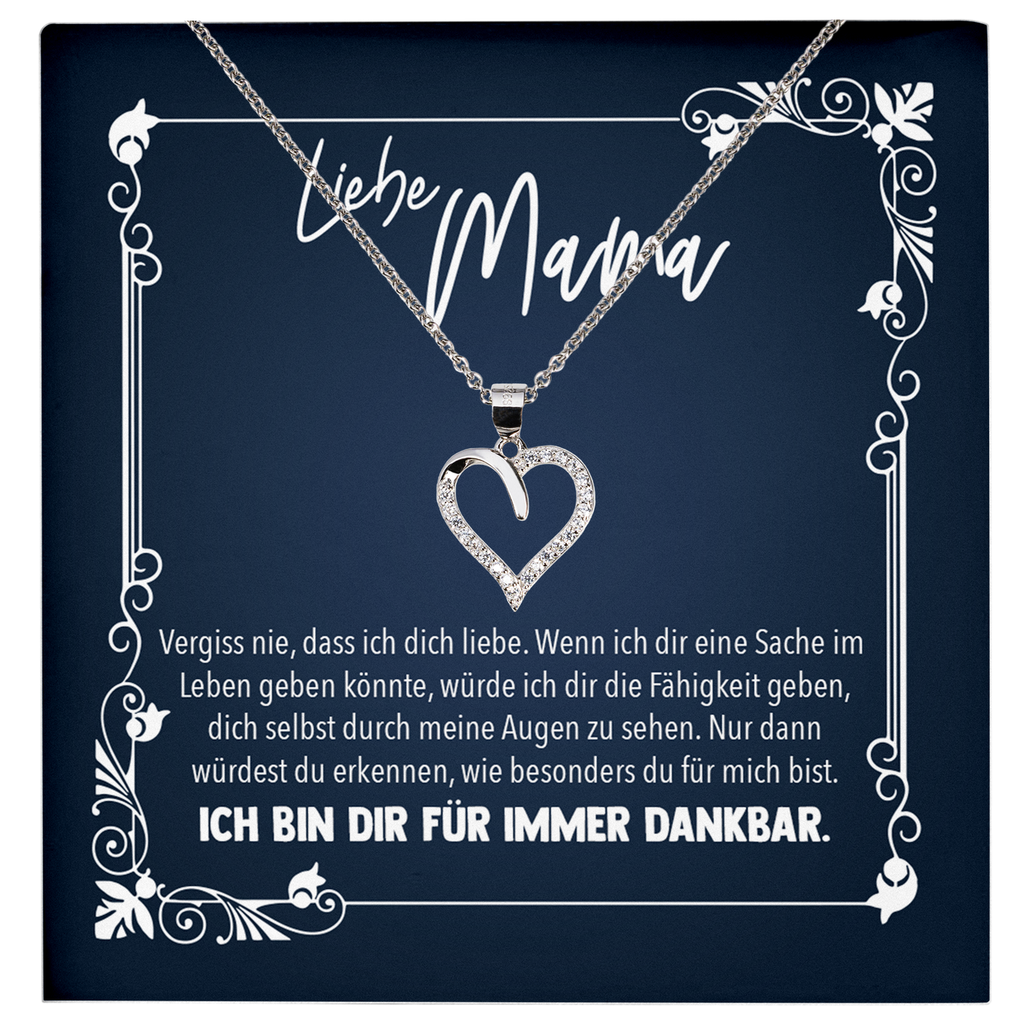 22Feels® Mama Geschenk zum Muttertag, Geburtstag und co. - Echt Silber 925/000 Schmuckset: Herz Halskette mit Botschaftskarte-Schmuck mit Botschaftskarte - Herz21-22Feels
