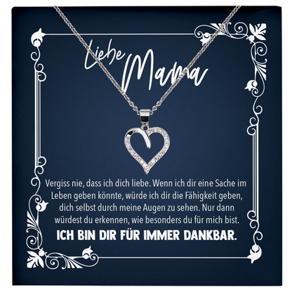 22Feels® Mama Geschenk zum Muttertag, Geburtstag und co. - Echt Silber 925/000 Schmuckset: Herz Halskette mit Botschaftskarte-Schmuck mit Botschaftskarte - Herz21-22Feels