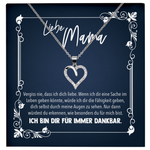 22Feels® Mama Geschenk zum Muttertag, Geburtstag und co. - Echt Silber 925/000 Schmuckset: Herz Halskette mit Botschaftskarte-Schmuck mit Botschaftskarte - Herz21-22Feels