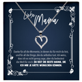 22Feels® Mama Geschenk zum Muttertag, Geburtstag und co. - Echt Silber 925/000 Schmuckset: Herz Halskette mit Botschaftskarte-Schmuck mit Botschaftskarte - Herz21-22Feels