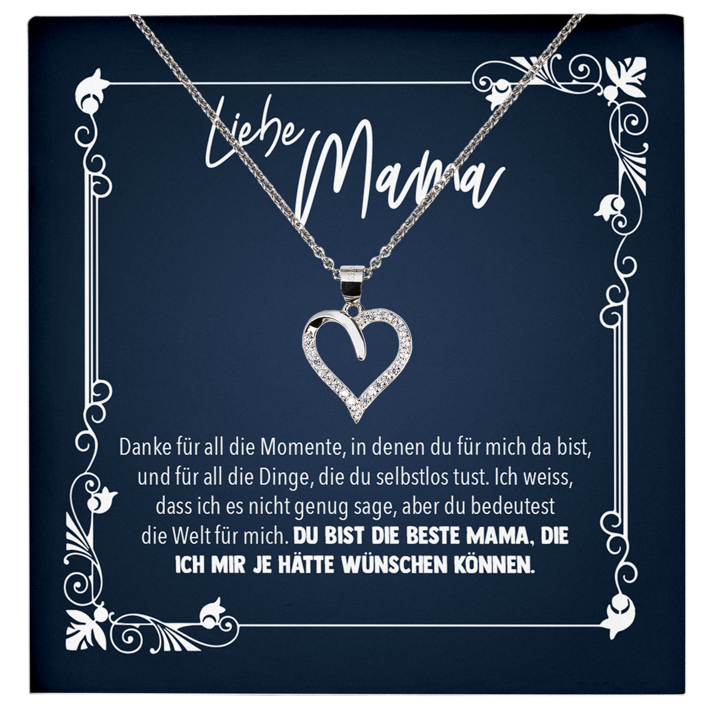 22Feels® Mama Geschenk zum Muttertag, Geburtstag und co. - Echt Silber 925/000 Schmuckset: Herz Halskette mit Botschaftskarte-Schmuck mit Botschaftskarte - Herz21-22Feels