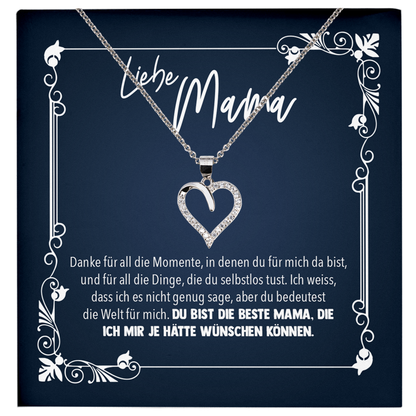 22Feels® Mama Geschenk zum Muttertag, Geburtstag und co. - Echt Silber 925/000 Schmuckset: Herz Halskette mit Botschaftskarte-Schmuck mit Botschaftskarte - Herz21-22Feels
