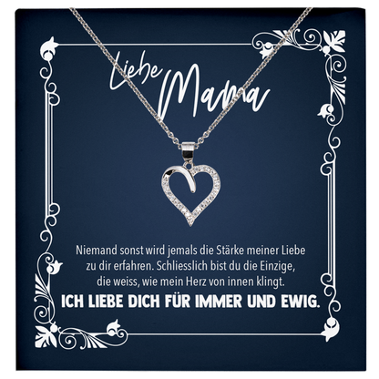 22Feels® Liebe Mama Geschenk zum Muttertag, Geburtstag und co. - Echt Silber 925/000 Schmuckset: Herz Halskette mit Botschaftskarte-Schmuck mit Botschaftskarte - Herz21-22Feels
