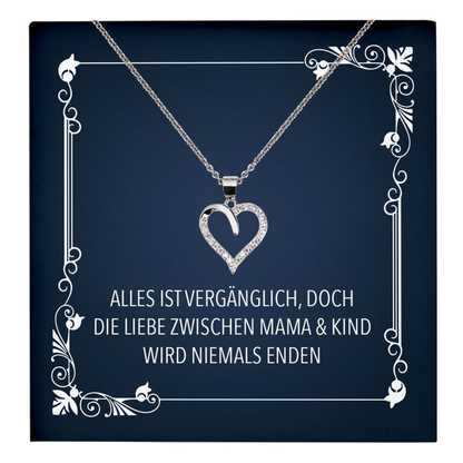 22Feels® Mama Geschenk zum Muttertag, Geburtstag und co. - Echt Silber 925/000 Schmuckset: Herz Halskette mit Botschaftskarte-Schmuck mit Botschaftskarte - Herz21-22Feels