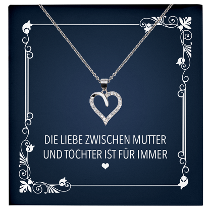 22Feels® Liebe Mama Geschenk von der Tochter - Echt Silber 925/000 Schmuckset: Herz Halskette mit Botschaftskarte-Schmuck mit Botschaftskarte - Herz21-22Feels