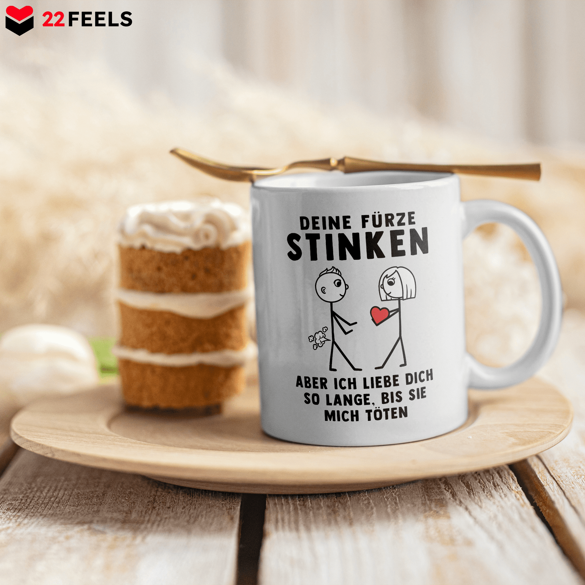 22Feels® ORIGINAL Geschenk-Tasse mit Spruch für Männer - Deine Fürze Stinken, Aber Ich Liebe Dich So Lange, Bis Sie Mich Töten (Weiss, 320ml)-Weisse Tasse 320ml-22Feels