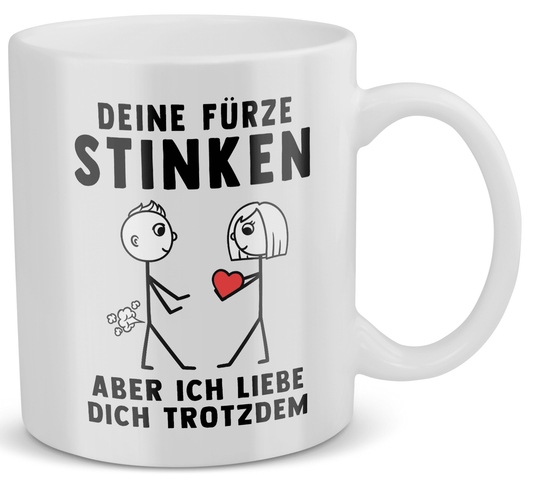 22Feels® ORIGINAL Geschenk-Tasse mit Spruch für Männer - Deine Fürze Stinken, Aber Ich Liebe Dich Trotzdem (Weiss, 320ml)-Weisse Tasse 320ml-22Feels