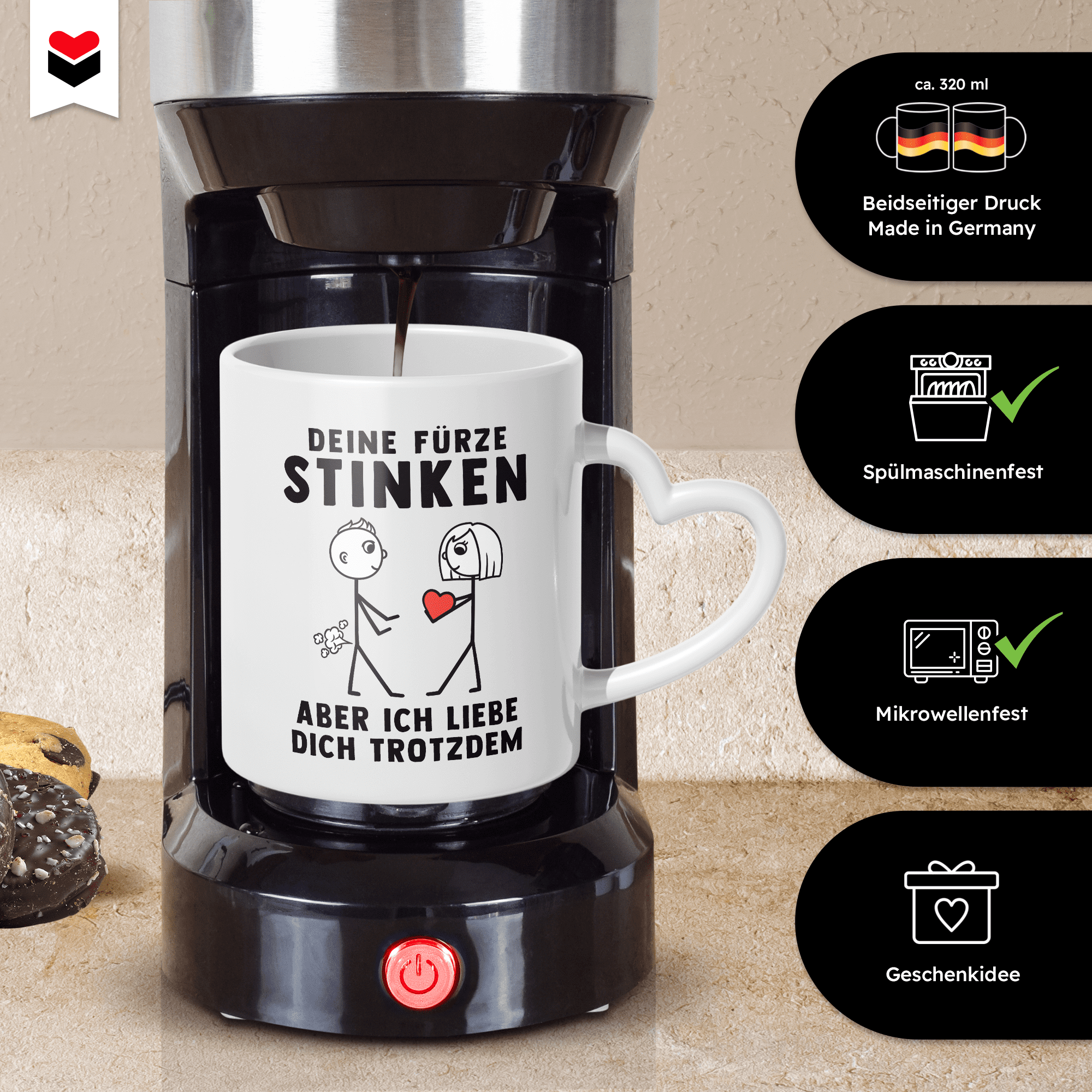 22Feels® Männer Geschenk zum Jahrestag, Hochzeitstag, Valentinstag etc. - Tasse mit Spruch (Herzhenkel, Weiss, 320ml)-Tasse Weiss Herzhenkel 320ml-22Feels