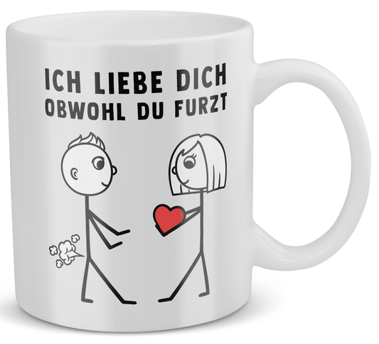 22Feels® ORIGINAL Geschenk-Tasse mit Spruch für Männer - Ich Liebe Dich, Obwohl Du Furzt (Weiss, 320ml)-Weisse Tasse 320ml-22Feels