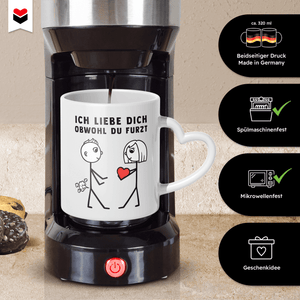 22Feels® Männer Geschenk zum Jahrestag, Hochzeitstag, Valentinstag etc. - Tasse mit Spruch (Herzhenkel, Weiss, 320ml)-Tasse Weiss Herzhenkel 320ml-22Feels