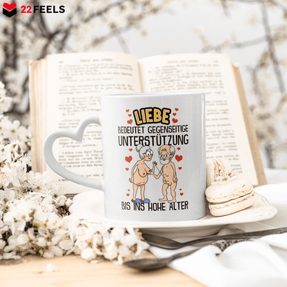 22Feels® Paar Geschenk zum Jahrestag, Hochzeitstag, Valentinstag etc. - Tasse mit Spruch (Herzhenkel, Weiss, 320ml)-Tasse Weiss Herzhenkel 320ml-22Feels