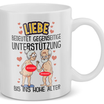 22Feels® Geschenk für Paare - Spruch: Liebe bedeutet gegenseitige Unterstützung (Weiss, 320ml)-Weisse Tasse 320ml-22Feels