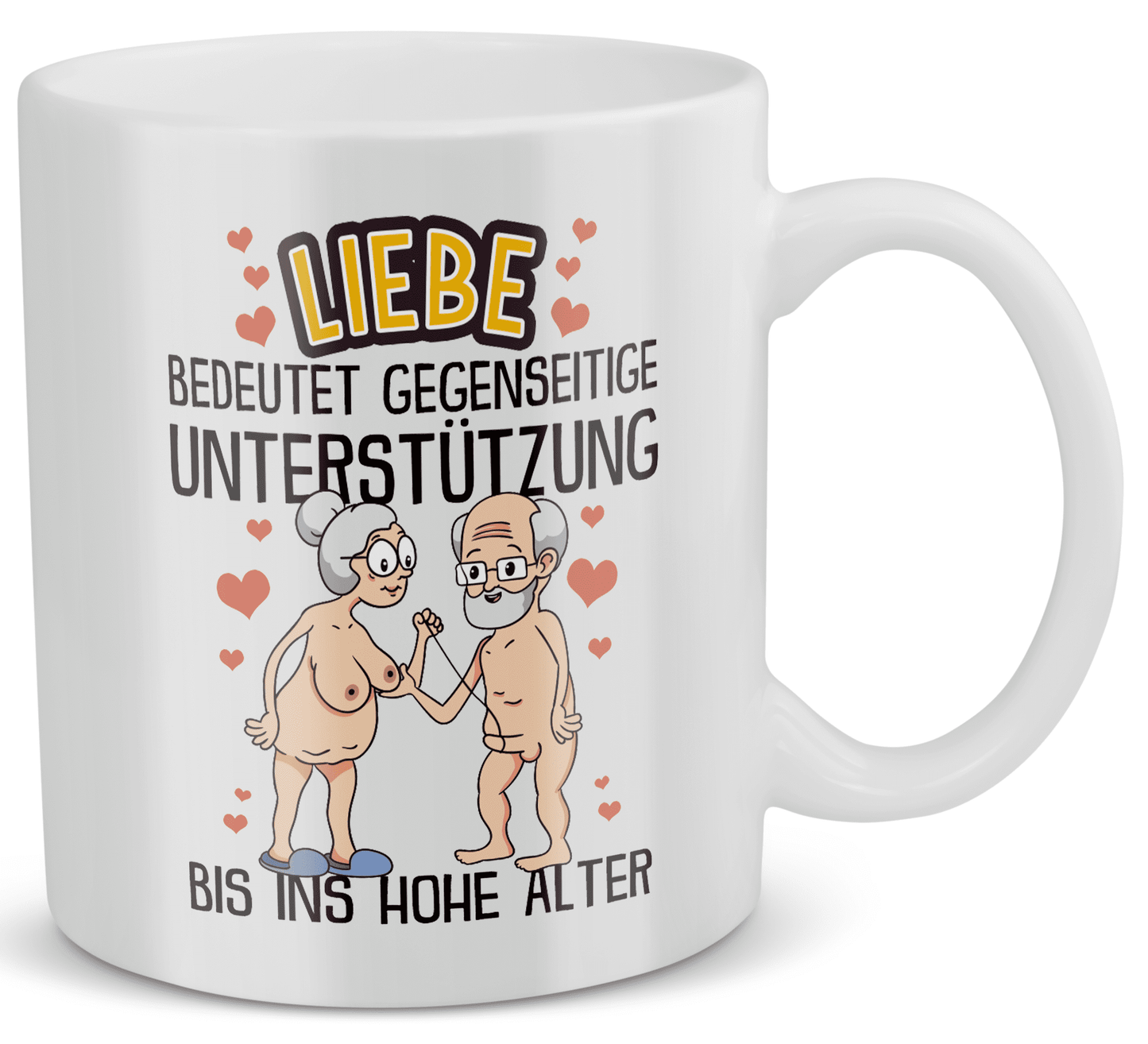22Feels® Geschenk für Paare - Spruch: Liebe bedeutet gegenseitige Unterstützung (Weiss, 320ml)-Weisse Tasse 320ml-22Feels