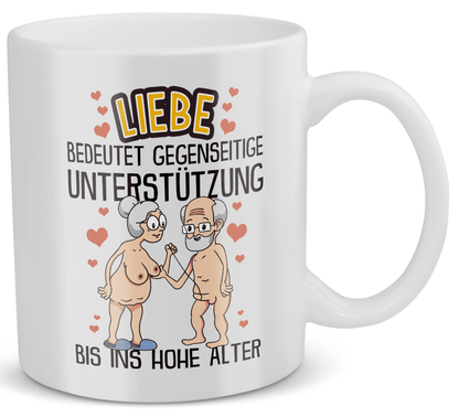 22Feels® Geschenk für Paare - Spruch: Liebe bedeutet gegenseitige Unterstützung (Weiss, 320ml)-Weisse Tasse 320ml-22Feels