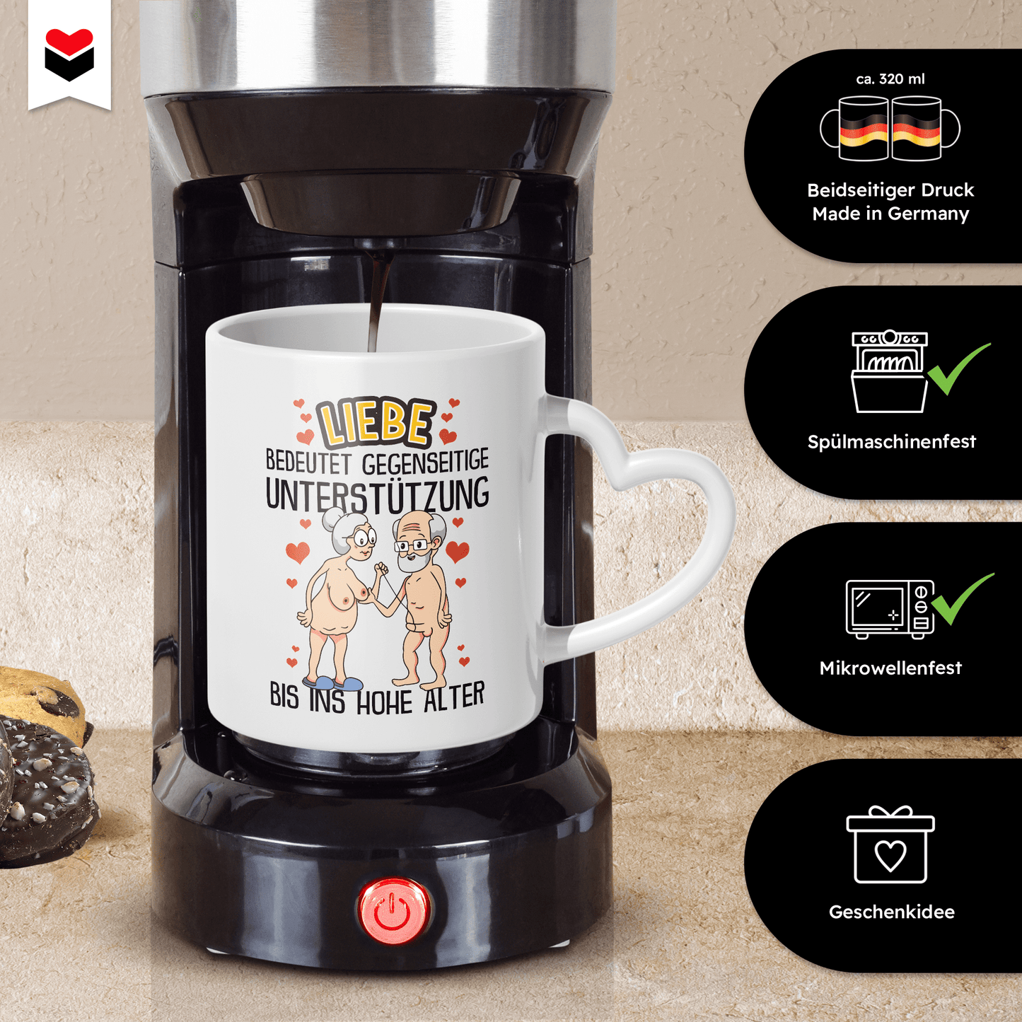 22Feels® Paar Geschenk zum Jahrestag, Hochzeitstag, Valentinstag etc. - Tasse mit Spruch (Herzhenkel, Weiss, 320ml)-Tasse Weiss Herzhenkel 320ml-22Feels