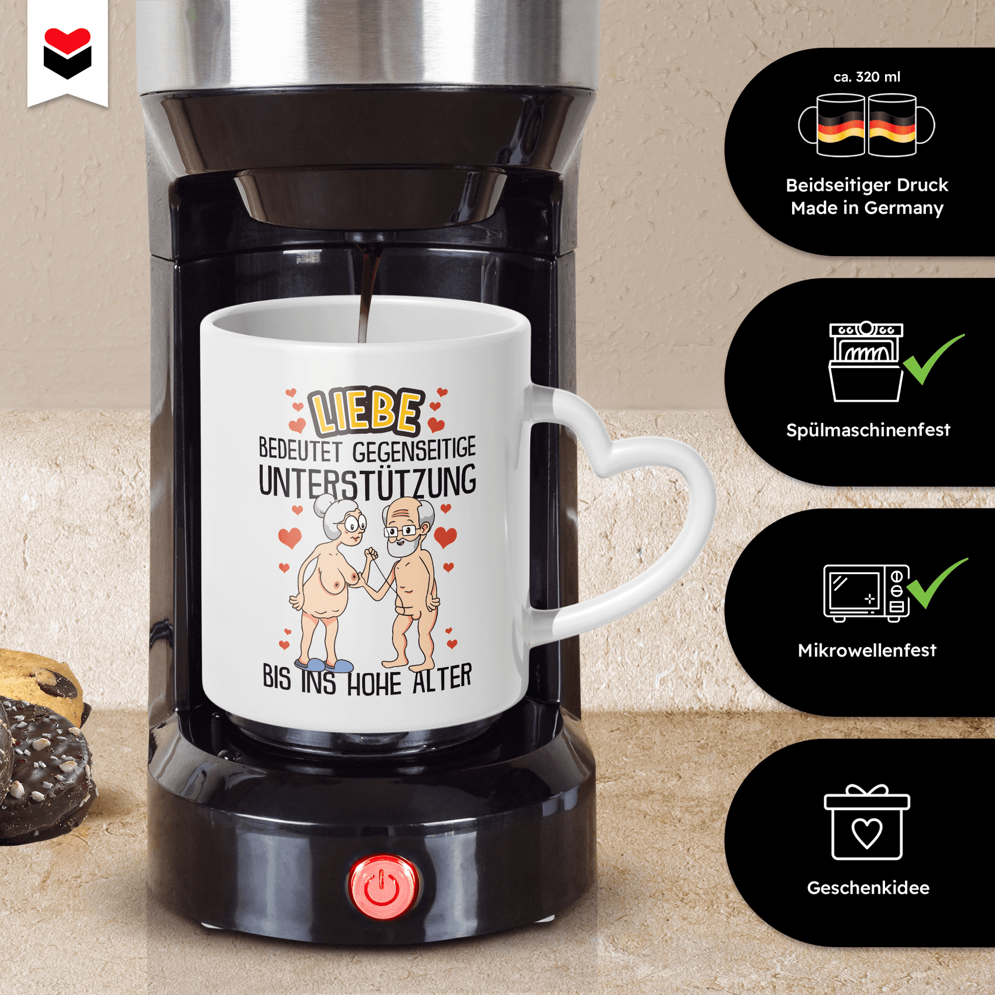 22Feels® Paar Geschenk zum Jahrestag, Hochzeitstag, Valentinstag etc. - Tasse mit Spruch (Herzhenkel, Weiss, 320ml)-Tasse Weiss Herzhenkel 320ml-22Feels