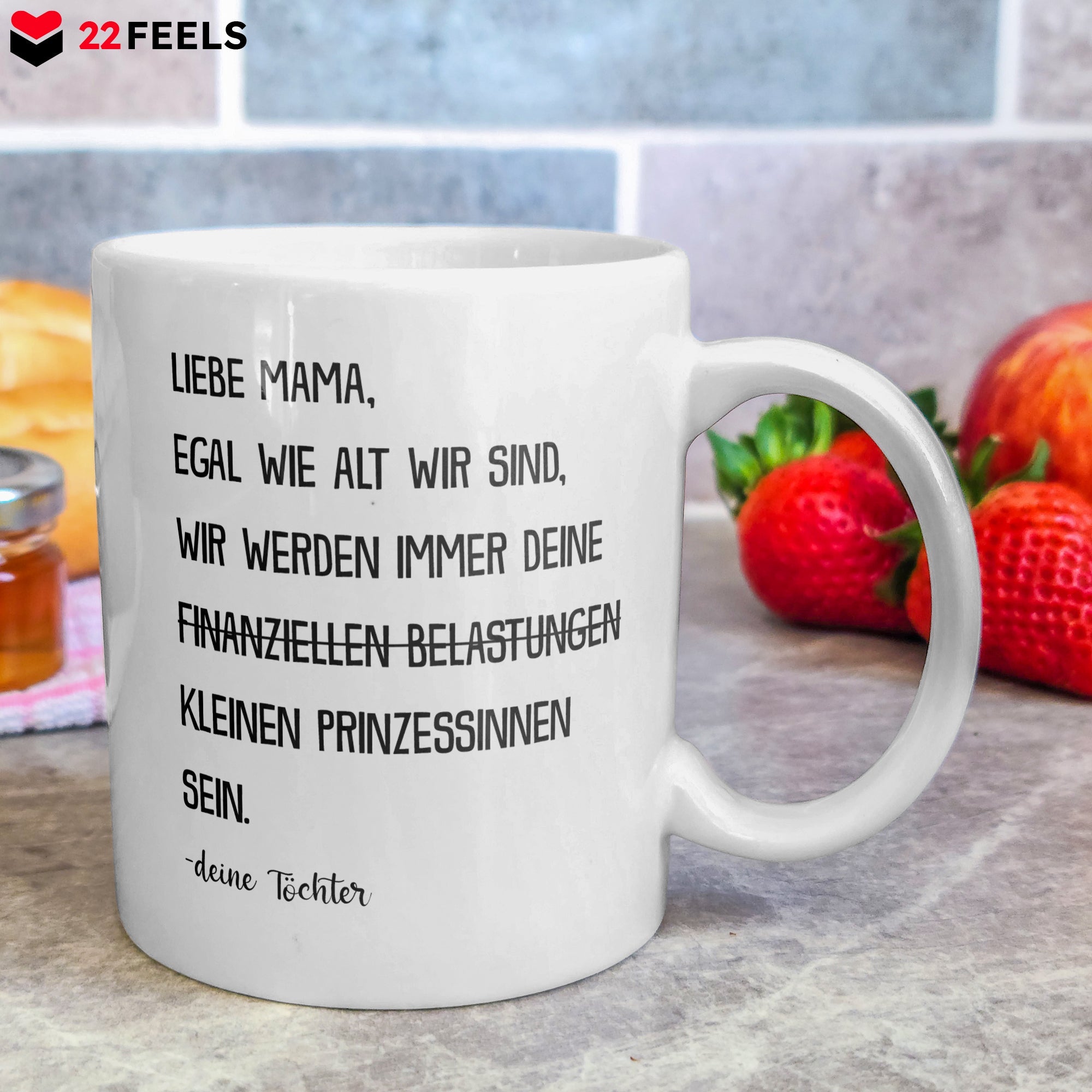 22Feels® Geschenk für Mama von Töchtern - Tasse mit Spruch: Kleine Prinzessinnen - (Weiss, 320ml)-Weisse Tasse 320ml-22Feels
