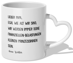 22Feels® Papa Geschenk von Töchtern - Tasse mit Spruch (Herzhenkel, Weiss, 320ml)-Tasse Weiss Herzhenkel 320ml-22Feels