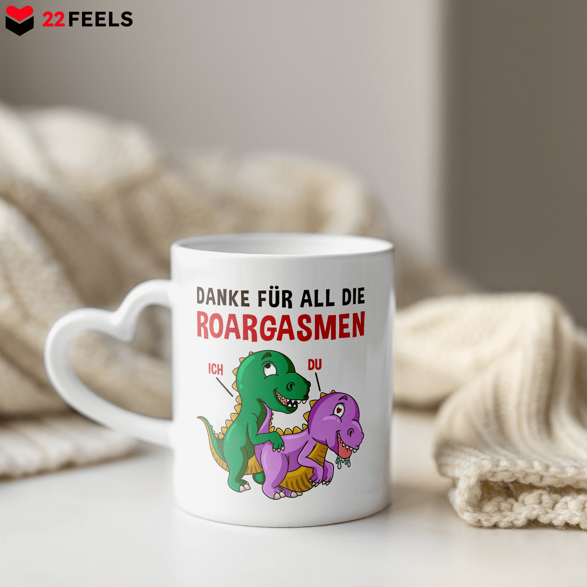 22Feels® Frauen Geschenk zum Jahrestag, Hochzeitstag, Valentinstag etc. - Tasse mit Spruch (Herzhenkel, Weiss, 320ml)-Tasse Weiss Herzhenkel 320ml-22Feels