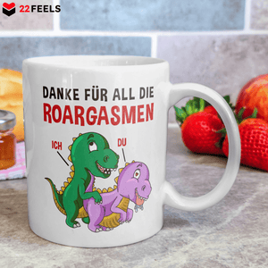 22Feels® Geschenk für Frauen - Spruch: Danke Für All Die Roargasmen (Weiss, 320ml)-Weisse Tasse 320ml-22Feels