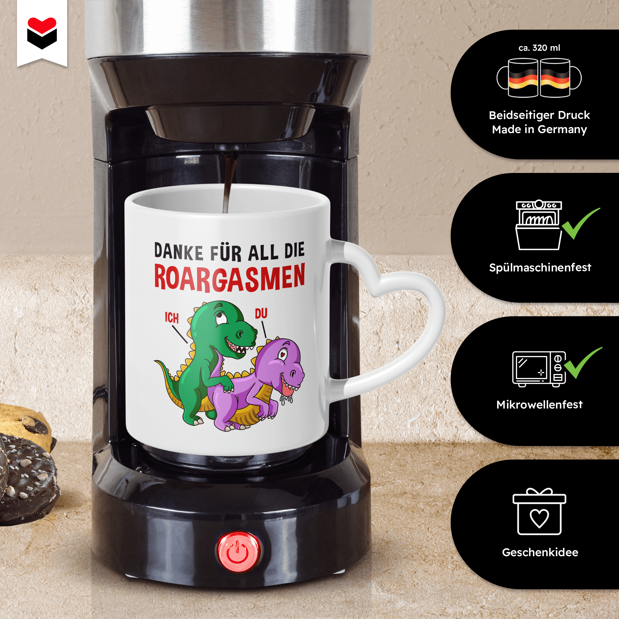 22Feels® Frauen Geschenk zum Jahrestag, Hochzeitstag, Valentinstag etc. - Tasse mit Spruch (Herzhenkel, Weiss, 320ml)-Tasse Weiss Herzhenkel 320ml-22Feels