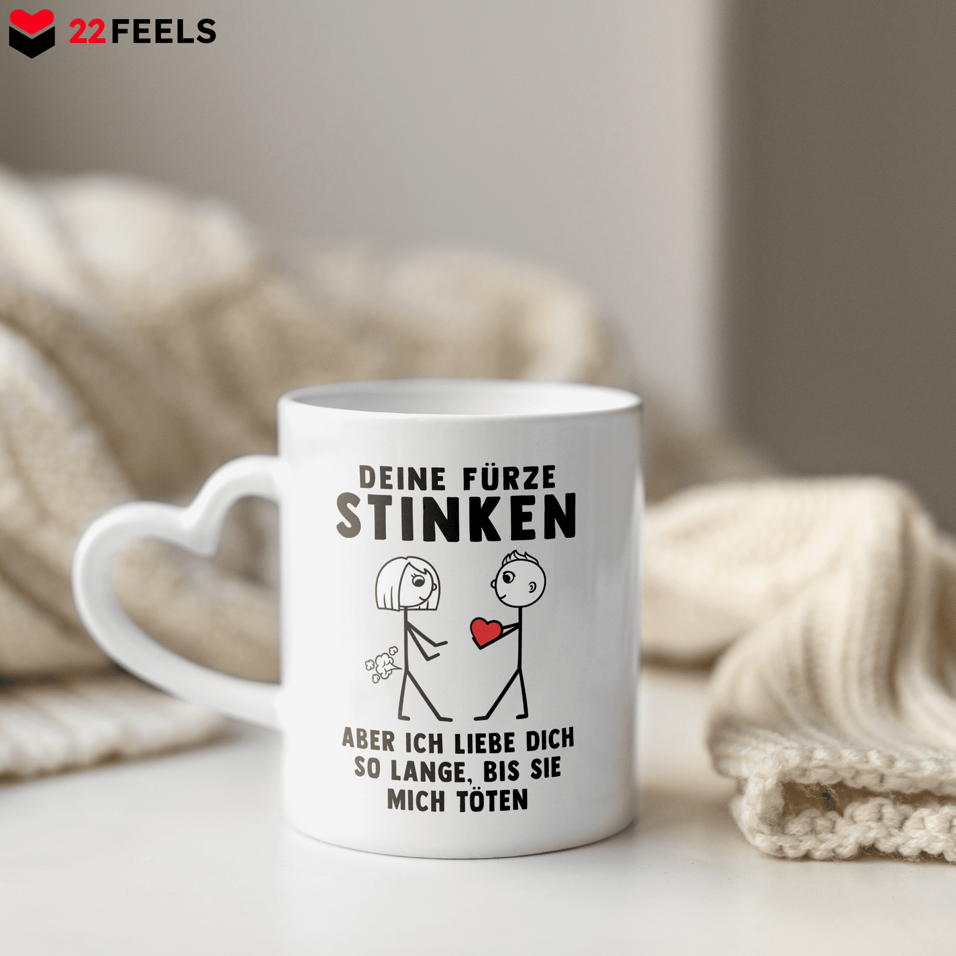 22Feels® Frauen Geschenk zum Jahrestag, Hochzeitstag, Valentinstag etc. - Tasse mit Spruch (Herzhenkel, Weiss, 320ml)-Tasse Weiss Herzhenkel 320ml-22Feels
